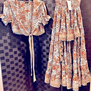 skirt short in front with a flattering matching top. 100% very light polyester